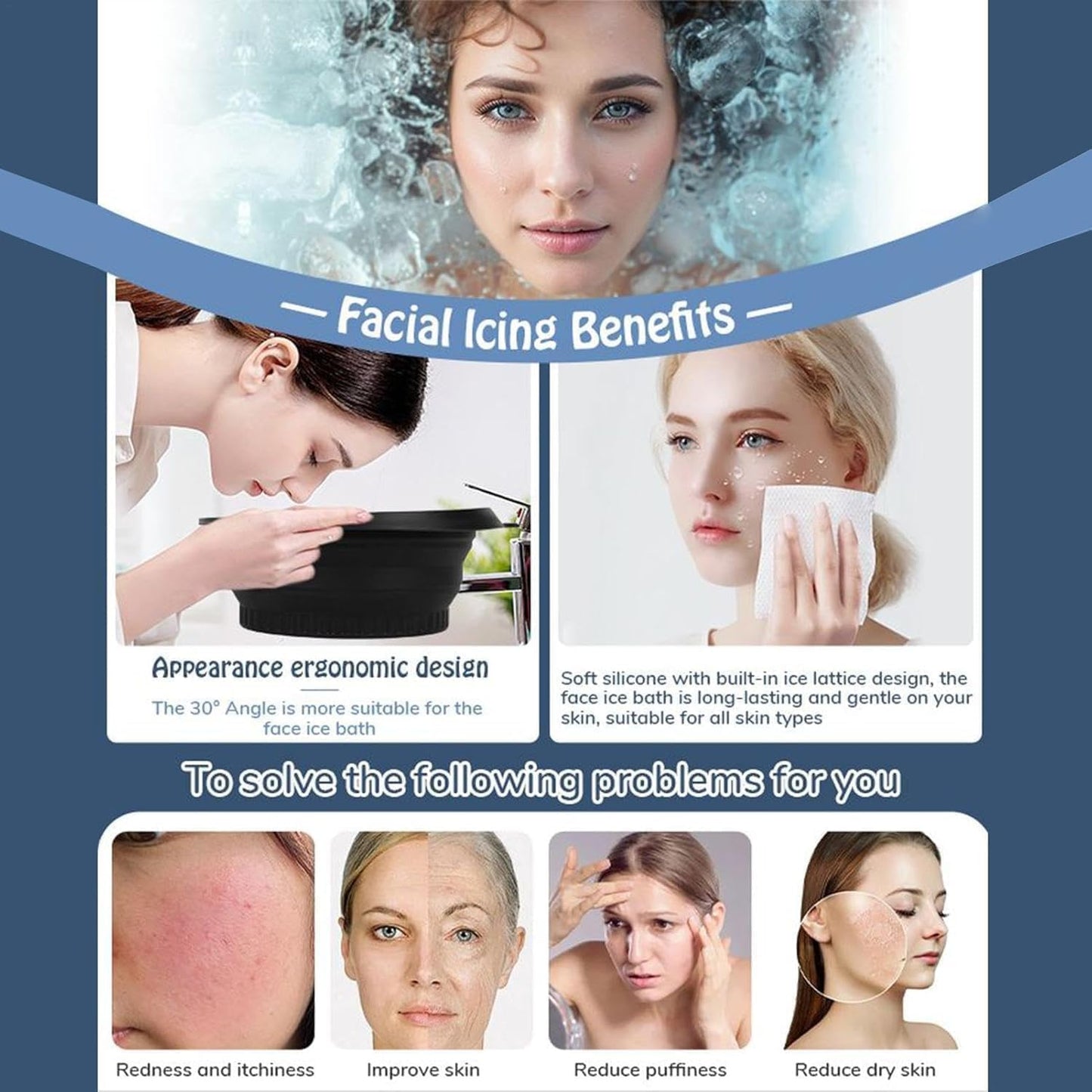 Facial Ice Bath Bowl | Cold Therapy Skincare Tool at Home Women & Men