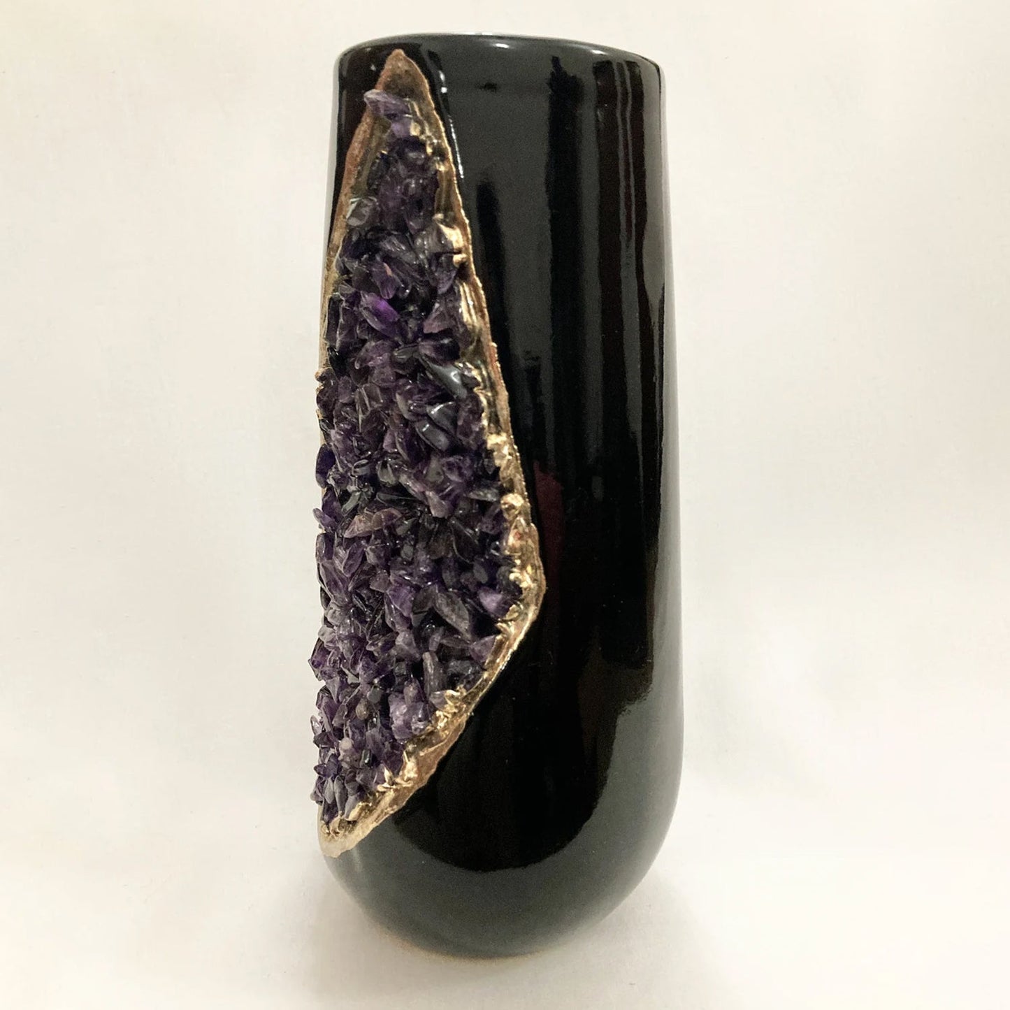 Set of 2 Black Ceramic Vases
