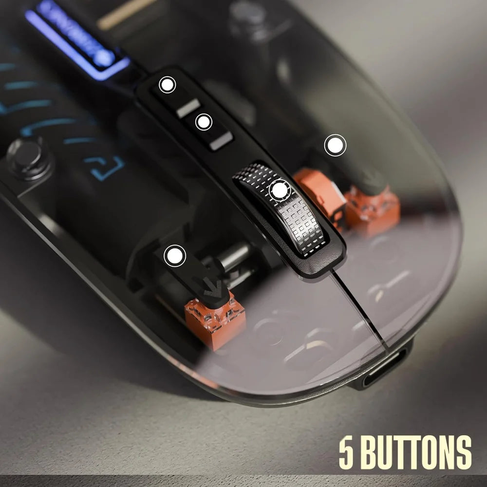 Transparent Wireless Bluetooth Mouse | Silent Click Rechargeable Mouse