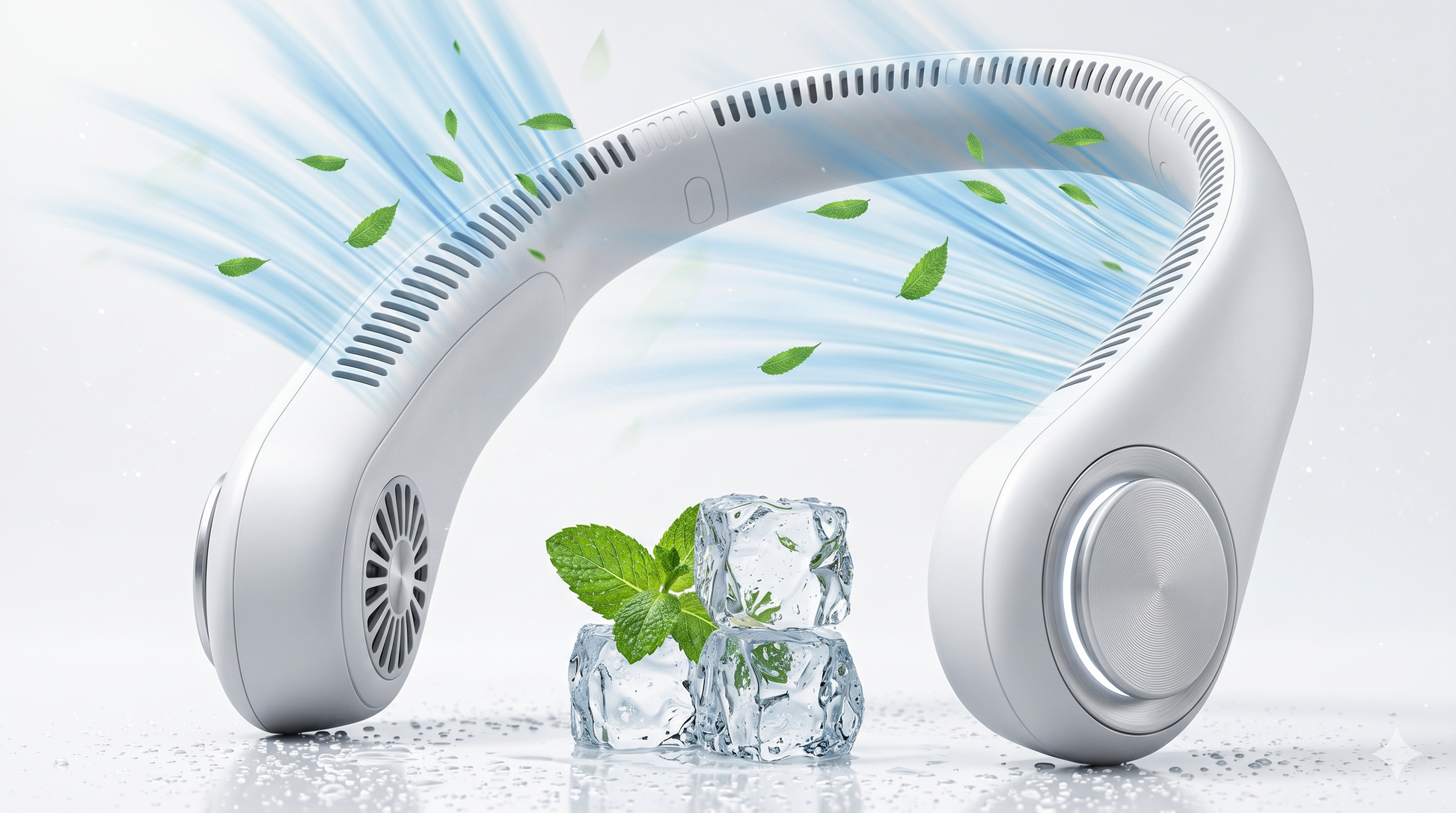More2Home bladeless hands-free portable neck fan worn around the neck for personal cooling