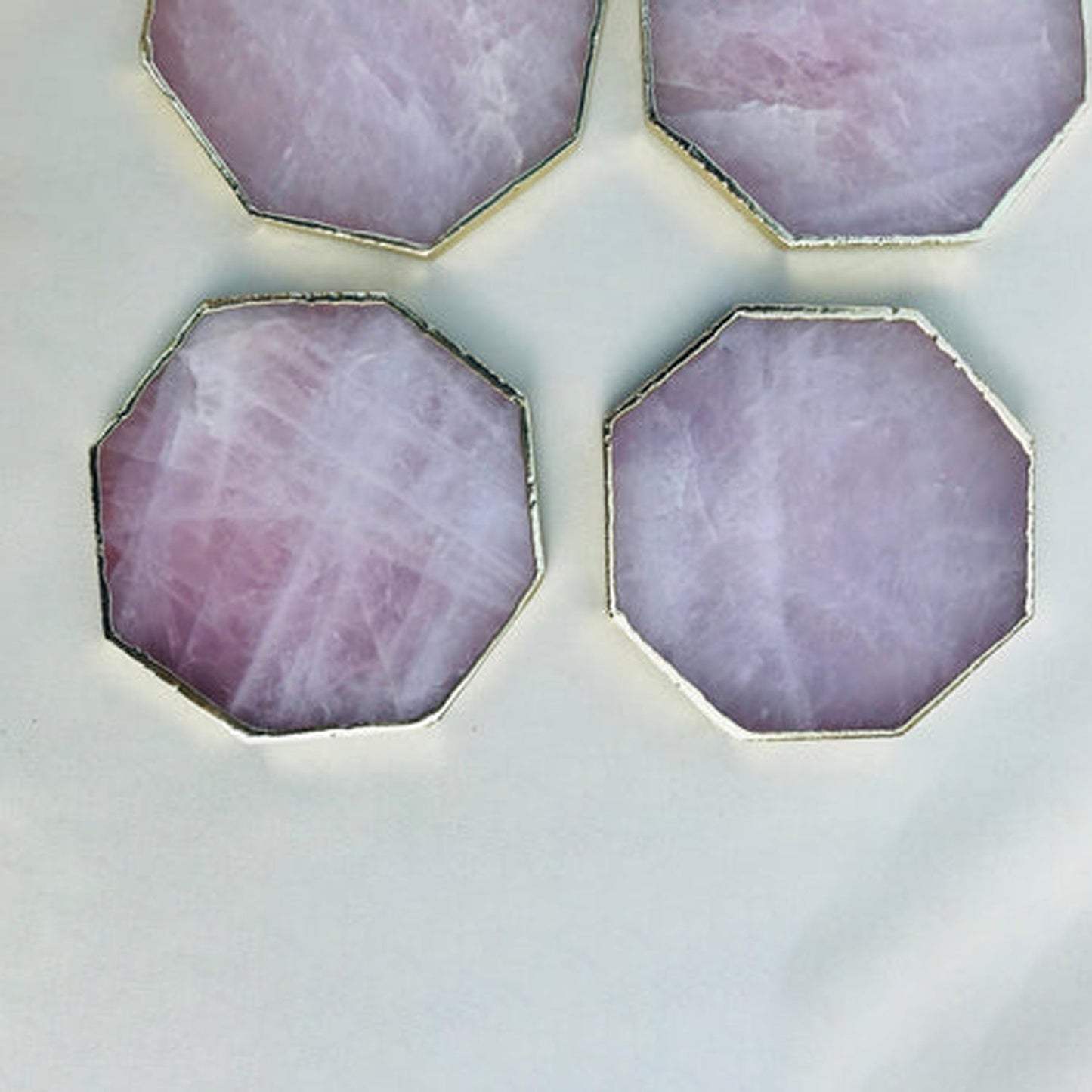 Rose Quartz Octagon Coasters - Set of 4 Large Coasters/Personalised Momentos