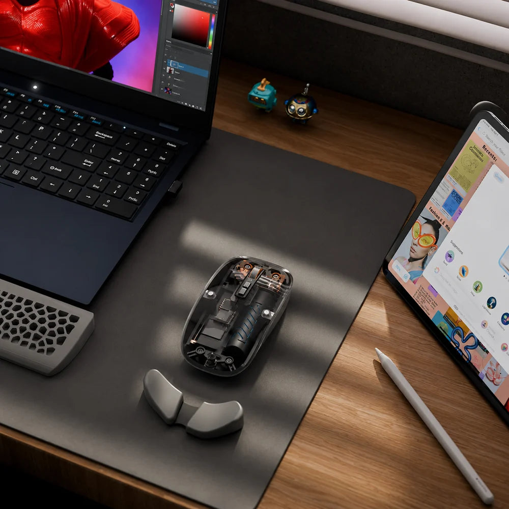 Transparent Wireless Bluetooth Mouse | Silent Click Rechargeable Mouse
